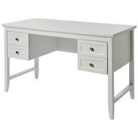 SCHREIBTISCH 130/59,6/76 cm  in Weiss  - Weiss/Alufarben, Modern, Holzwerkstoff/Metall (130/59,6/76cm) - Novel