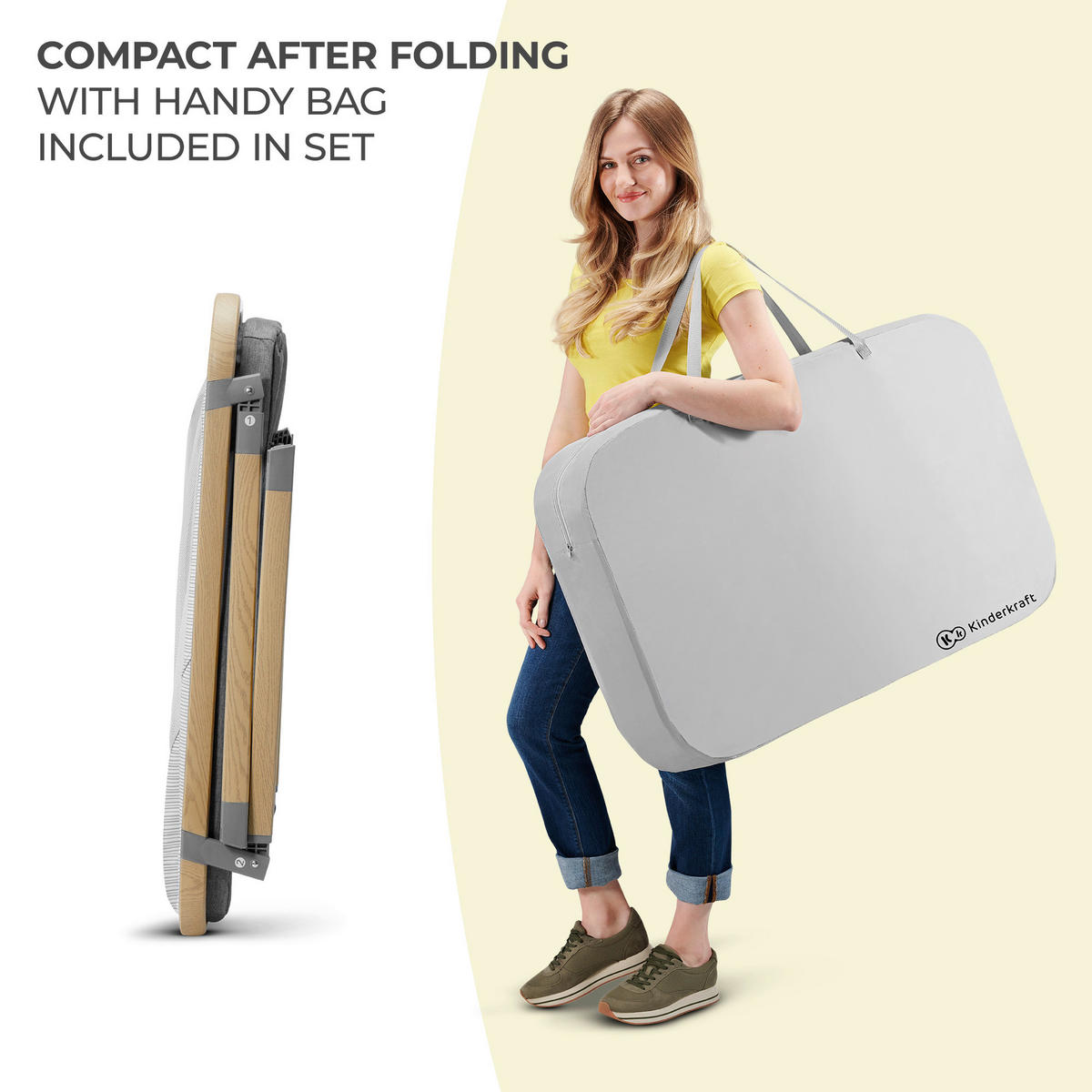 REISEBETT Sofi Grau, Naturfarben, Weiß  - Naturfarben/Weiß, Basics, Kunststoff/Textil (50/90cm) - kinderkraft