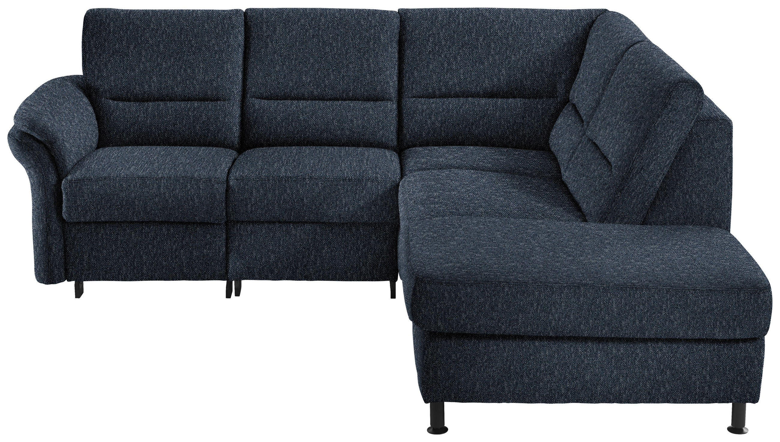 ECKSOFA Flachgewebe Dunkelblau  - Schwarz/Dunkelblau, Modern, Textil/Metall (227/203cm) - Beldomo System