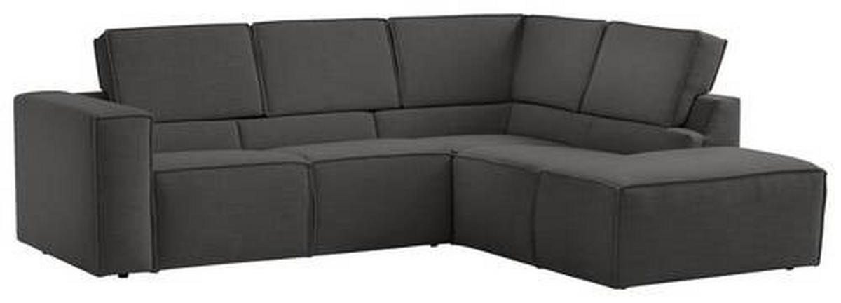 ECKSOFA in Struktur Anthrazit  - Anthrazit/Schwarz, Modern, Kunststoff/Textil (275/220cm) - Trendmanufaktur