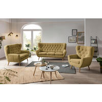 OHRENSESSEL in Webstoff Gelb  - Eichefarben/Gelb, Design, Holz/Textil (87/101/95cm) - Stylife