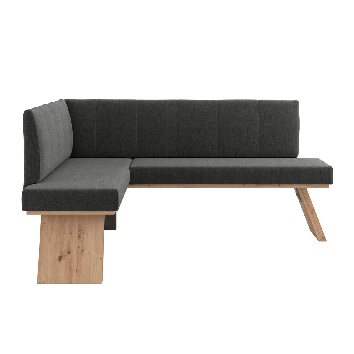 ECKBANK 140/160 cm Webstoff Schwarz   - Eichefarben/Schwarz, KONVENTIONELL, Textil (140/160cm)