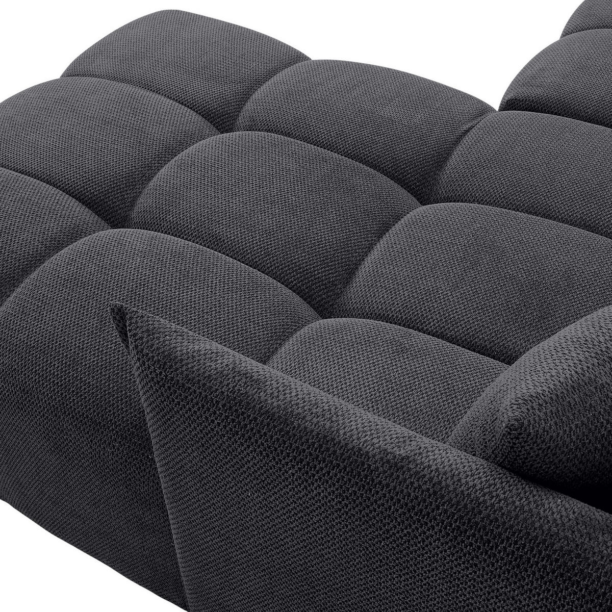 ECKSOFA Anthrazit Plüsch Zierkissen, Rückenkissen, Bettkasten, Schlaffunktion, Rücken echt, Liegefläche im Originalstoff  - Anthrazit/Schwarz, KONVENTIONELL, Kunststoff/Textil (253/192cm) - Carryhome
