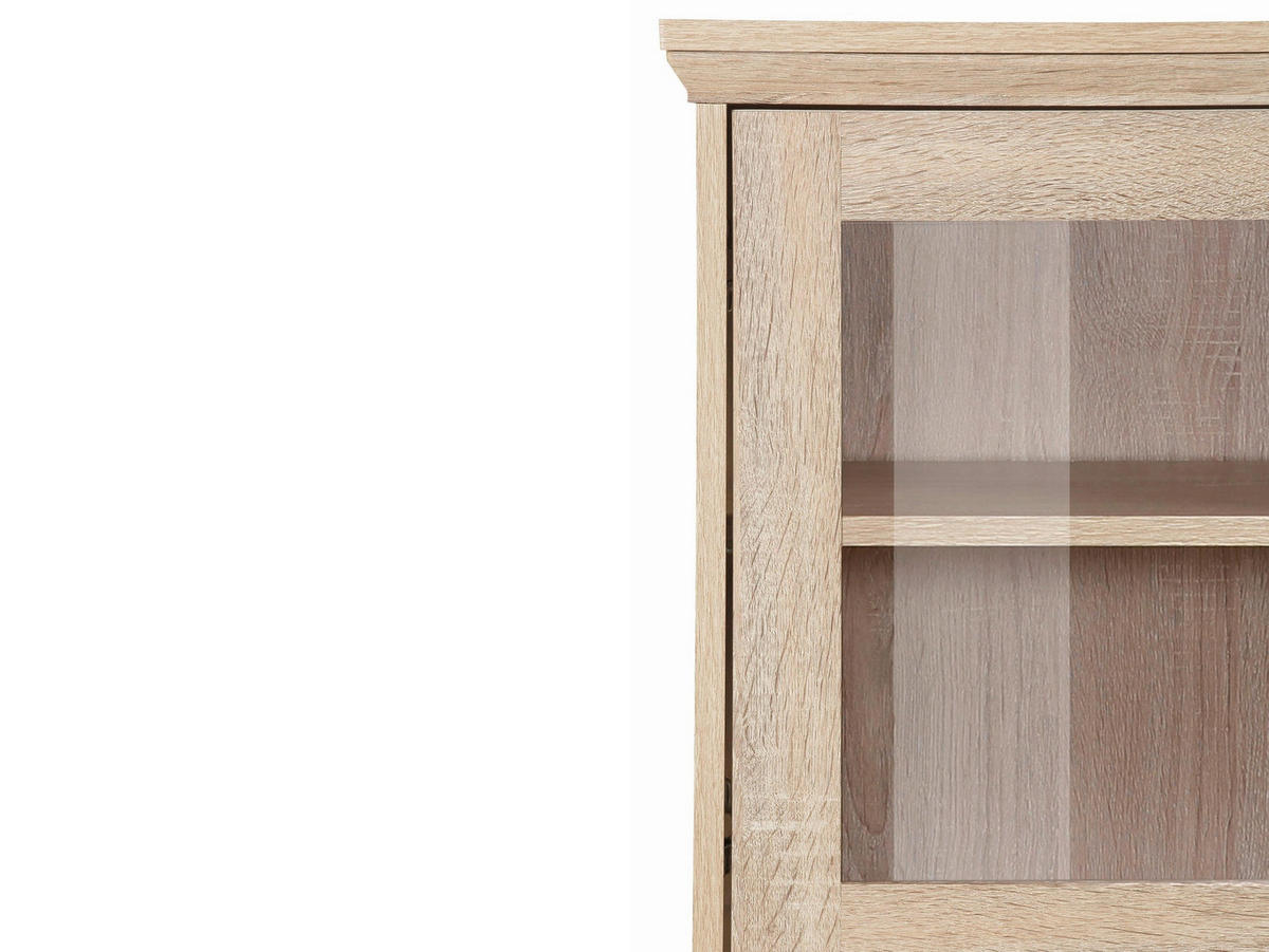 HIGHBOARD NANTES, 118/125/39 cm,  - Silberfarben/Sonoma Eiche, Design, Glas/Holzwerkstoff (118/125/39cm) - Livetastic