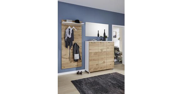 SCHUHSCHRANK Balkeneiche furniert Weiß, Eichefarben  - Chromfarben/Eichefarben, Design, Holz/Holzwerkstoff (126/126/37cm) - Dieter Knoll