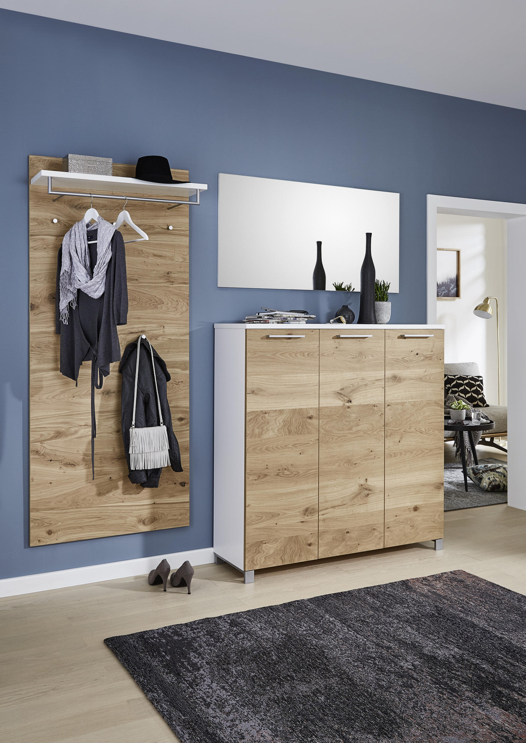GARDEROBE Weiß, Eichefarben - Eichefarben/Weiß, Design, Holz (220/193/37cm) - Dieter Knoll