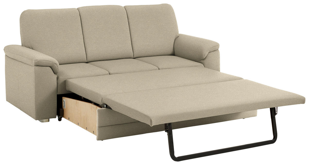 3-SITZER-SOFA Chenille Sandfarben  - Sandfarben/Alufarben, Konventionell, Textil/Metall (208/96/89cm) - Beldomo Comfort