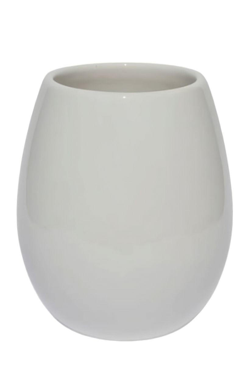 VASE 18 cm  - Weiß Hochglanz, Basics, Keramik (18cm)