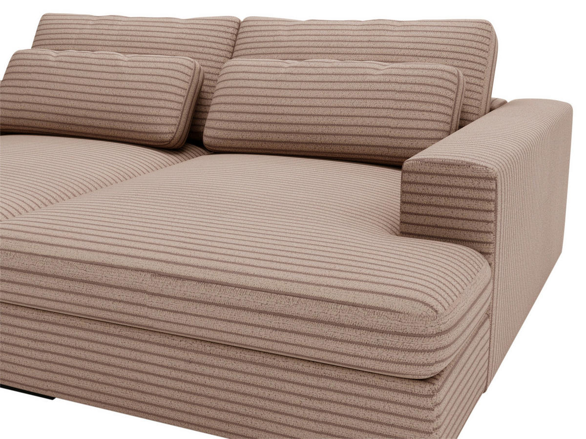 BIGSOFA Cord Hellbraun  - Hellbraun/Schwarz, Design, Textil (218/80/158cm) - home24