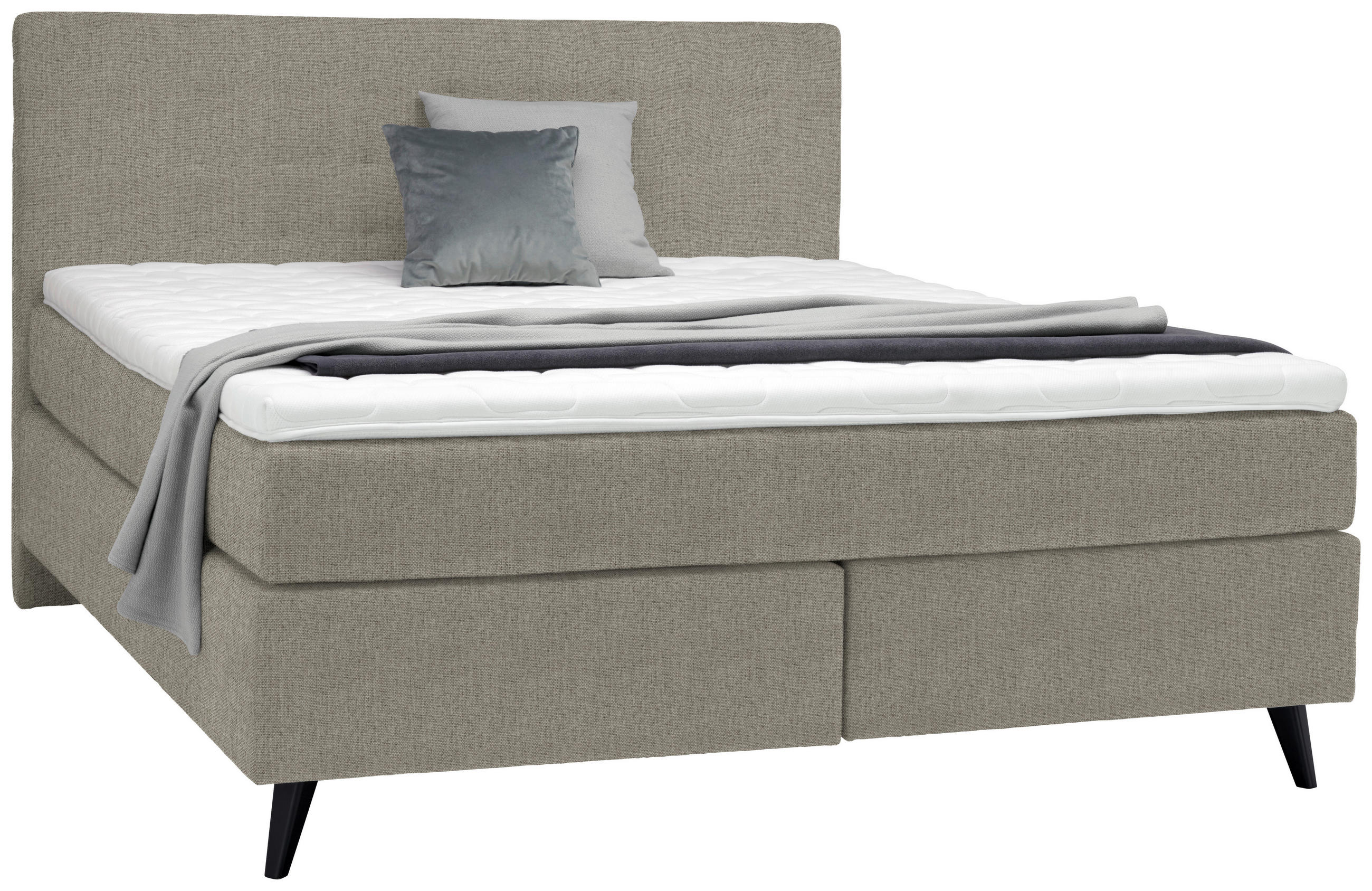 BOXSPRINGBETT 180/200 cm  in Greige  - Greige/Schwarz, Konventionell, Holz/Textil (180/200cm) - Voleo