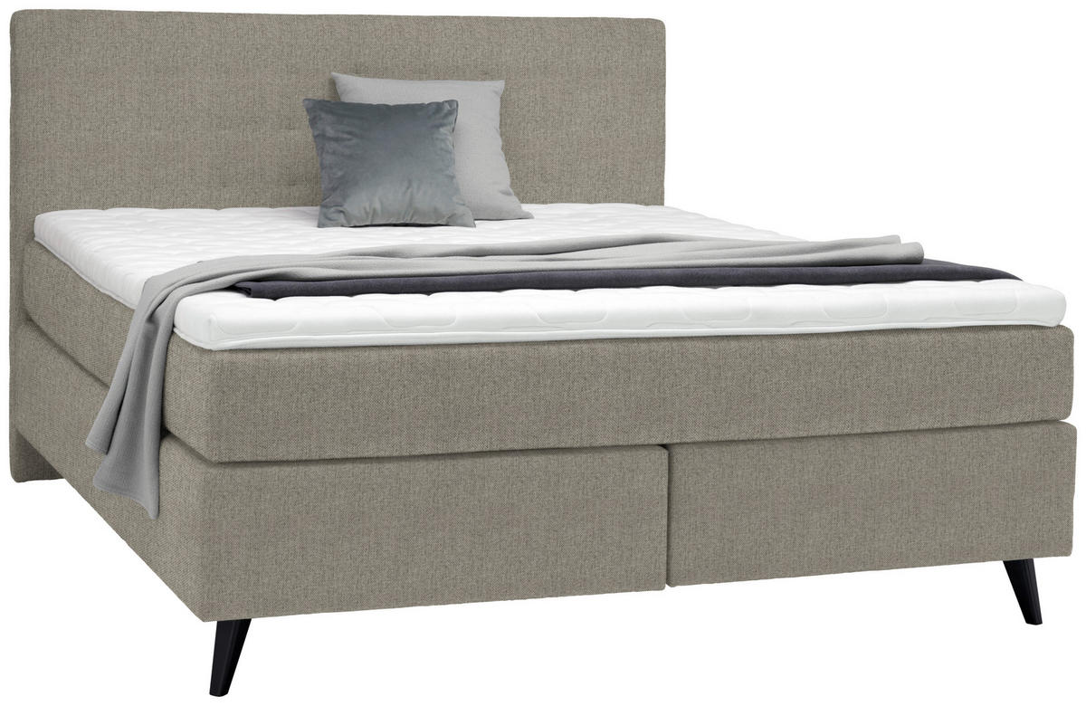 BOXSPRINGBETT 180/200 cm  in Greige  - Greige/Schwarz, KONVENTIONELL, Holz/Textil (180/200cm) - Voleo