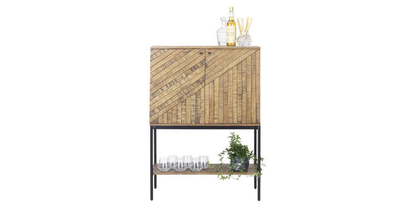 BAR in Schwarz, Hellbraun - Hellbraun/Schwarz, LIFESTYLE, Holz/Metall (80/40/111cm) - Ambia Home