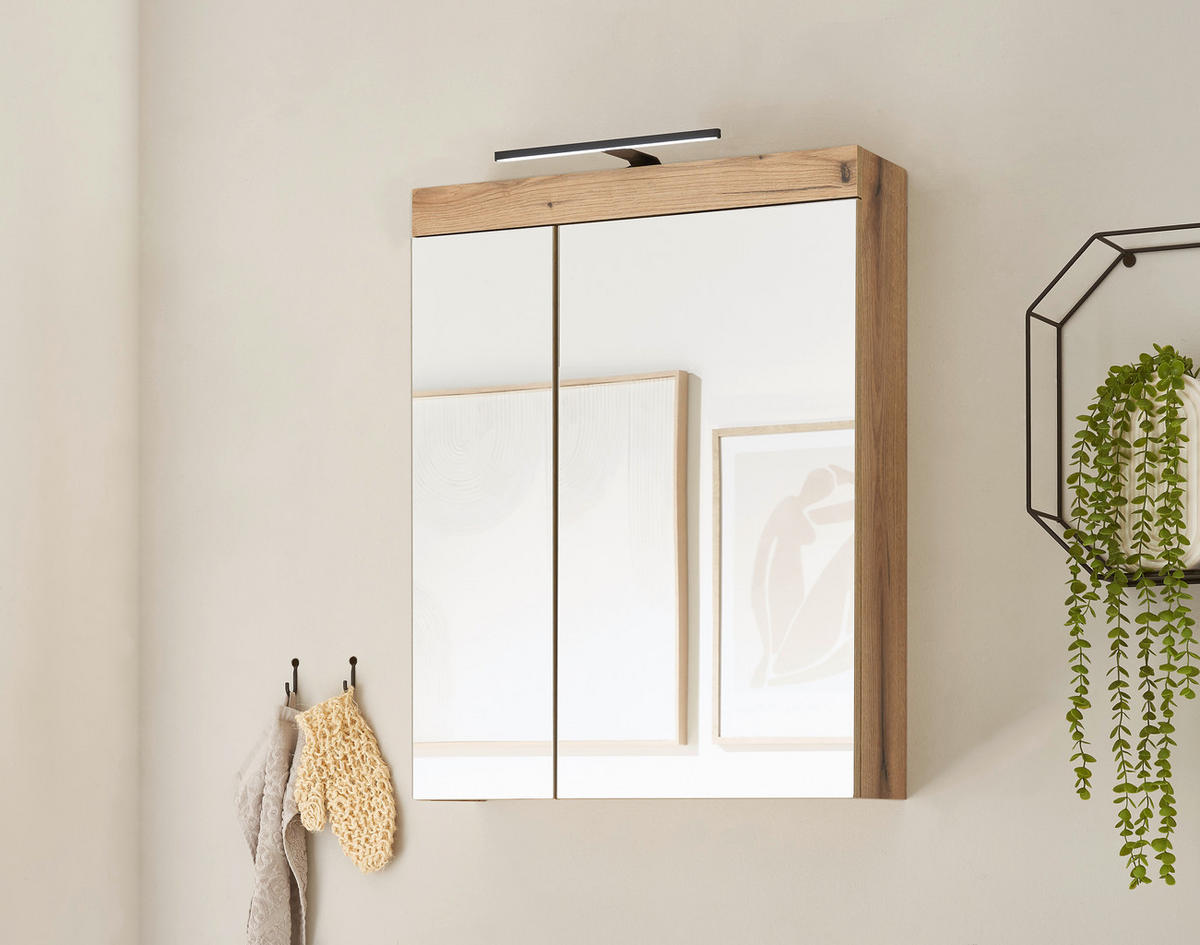 SPIEGELSCHRANK 60/77/17 cm  - Eichefarben, Basics, Glas/Holzwerkstoff (60/77/17cm) - MID.YOU