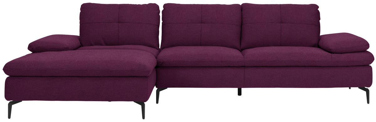 ECKSOFA in Webstoff Violett  - Violett/Schwarz, Design, Textil/Metall (179/301cm) - Chilliano