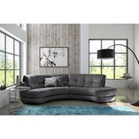ECKSOFA BRETANIA in Samt Anthrazit  300/113 cm  - Anthrazit/Schwarz, Design, Kunststoff/Textil (300/113cm) - Livetastic