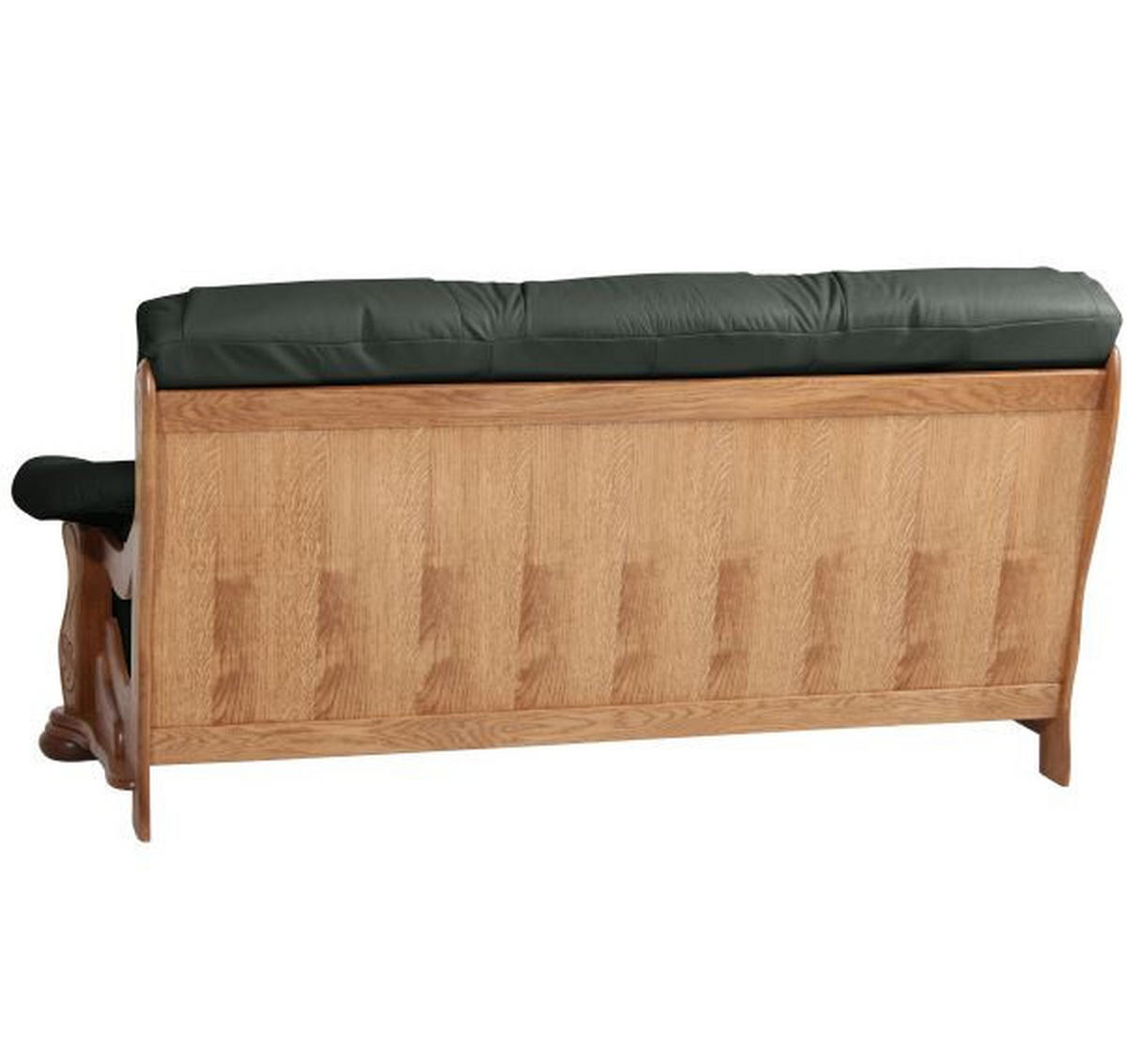 3-SITZER-SOFA in Echtleder Dunkelgrün  - Dunkelgrün/Eichefarben, Lifestyle, Leder/Holz (205/95/95cm) - Max Winzer