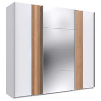 GARDEROB MED SKJUTDÖRRAR 225/208/64 cm 3-dörrar - vit/ek Artisan, Design, metall/trämaterial (225/208/64cm) - Carryhome
