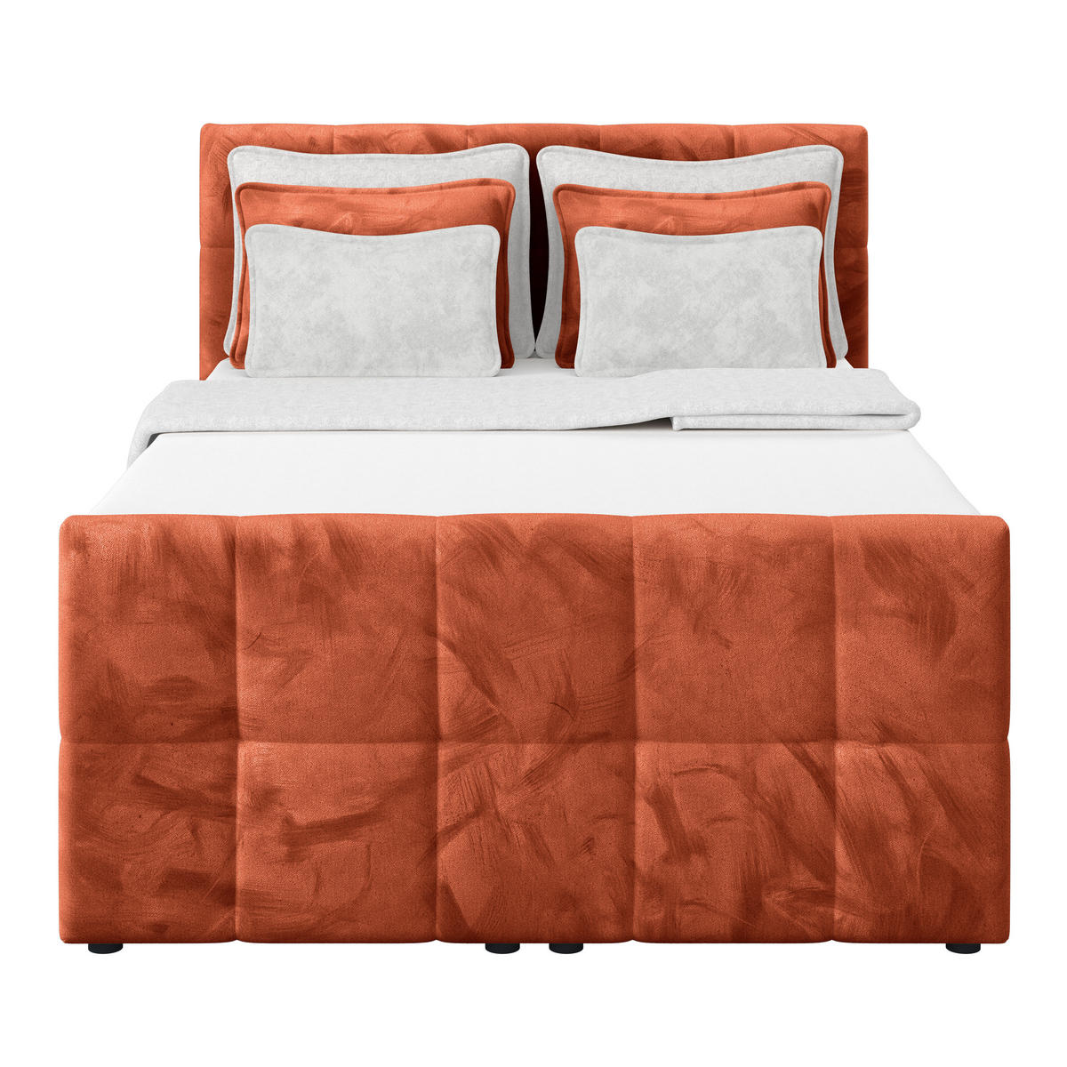 BOXSPRINGBETT 140/200 cm,  in Rostfarben, gepolstertes Kopfteil, Bettkasten, Topper, Matratzen, H3 + H3 = fest  - Rostfarben, KONVENTIONELL, Holz/Holzwerkstoff (140/200cm) - Luca Bessoni