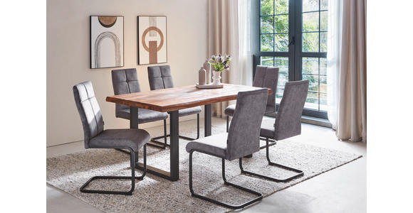 ESSTISCH in Holz, Metall 160/90/77 cm  - Schwarz/Akaziefarben, Natur, Holz/Metall (160/90/77cm) - Landscape