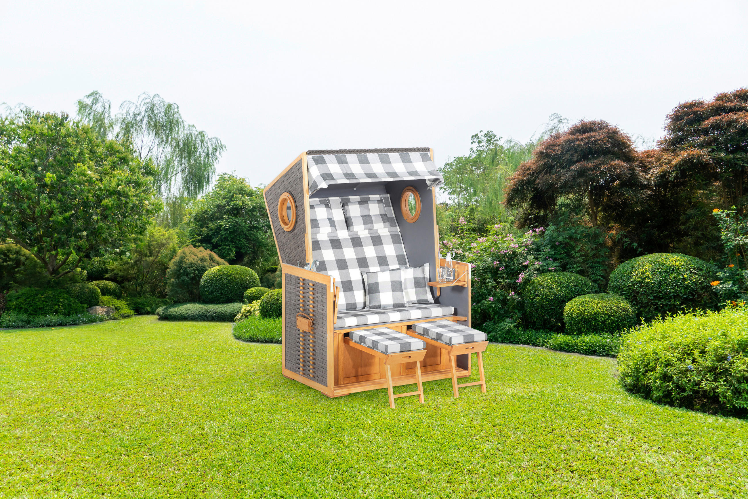 STRANDKORB  - Weiss/Grau, Design, Holz/Kunststoff - Novel