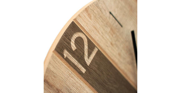 WANDUHR 36 cm - Kastanieneichefarben/Schwarz, Basics, Holzwerkstoff/Kunststoff (36cm) - Ambia Home