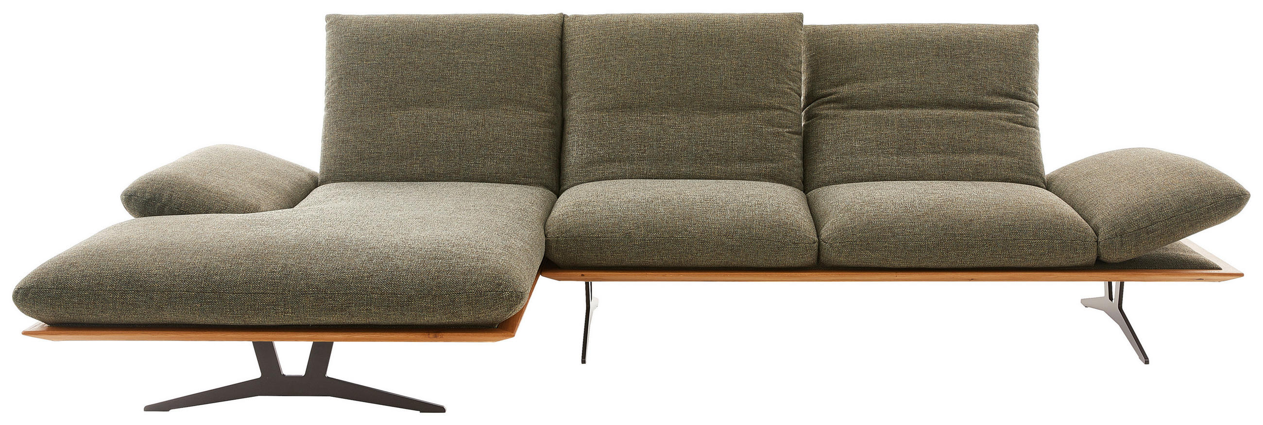 ECKSOFA Grün Flachgewebe  - Schwarz/Grün, Design, Holz/Textil (159/314cm) - Dieter Knoll