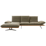 ECKSOFA Grün Flachgewebe Rücken echt, Armteilverstellung, Kopfteilverstellung  - Schwarz/Grün, Design, Holz/Textil (159/314cm) - Dieter Knoll