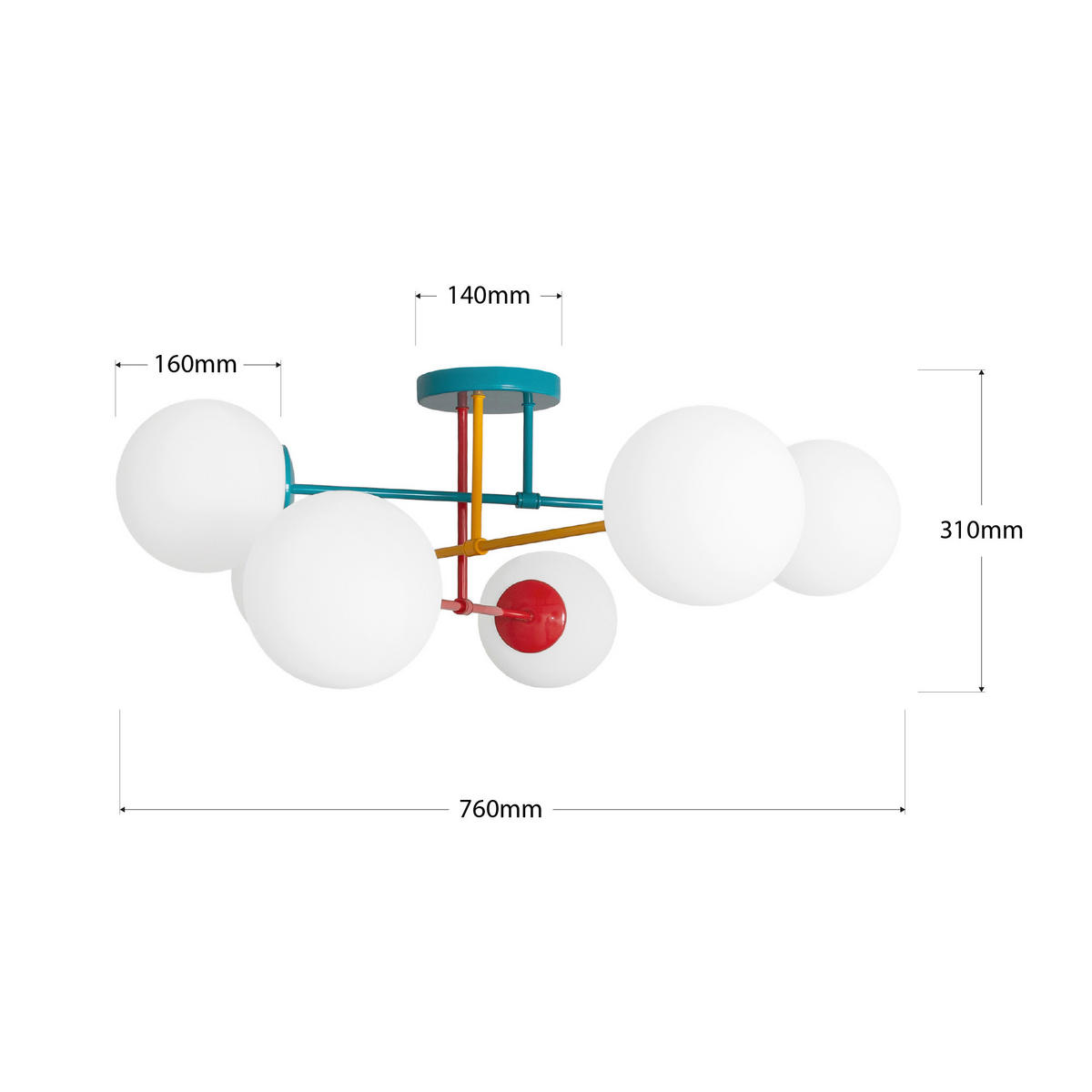 KINDERDECKENLEUCHTE 76/76/31 cm   - Multicolor, LIFESTYLE, Glas/Metall (76/76/31cm)