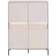 HIGHBOARD  111/150/40 cm 2 Schublade(n)  - Beige/Schwarz, Design, Holzwerkstoff/Metall (111/150/40cm) - Voleo