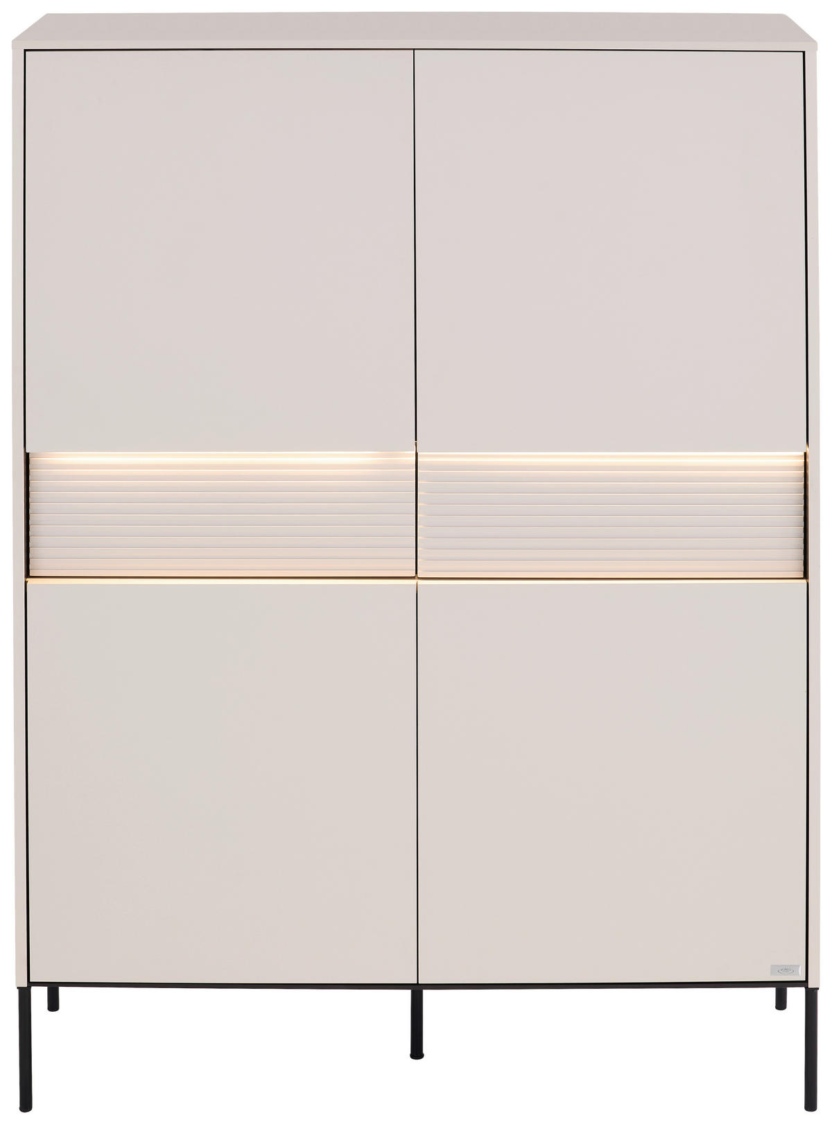 HIGHBOARD  111/150/40 cm 2 Schublade(n)  - Beige/Schwarz, Design, Holzwerkstoff/Metall (111/150/40cm) - Voleo