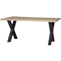 ESSTISCH Eiche massiv rechteckig Eichefarben  - Eichefarben/Schwarz, MODERN, Holz/Metall (180/90/75cm) - Livetastic