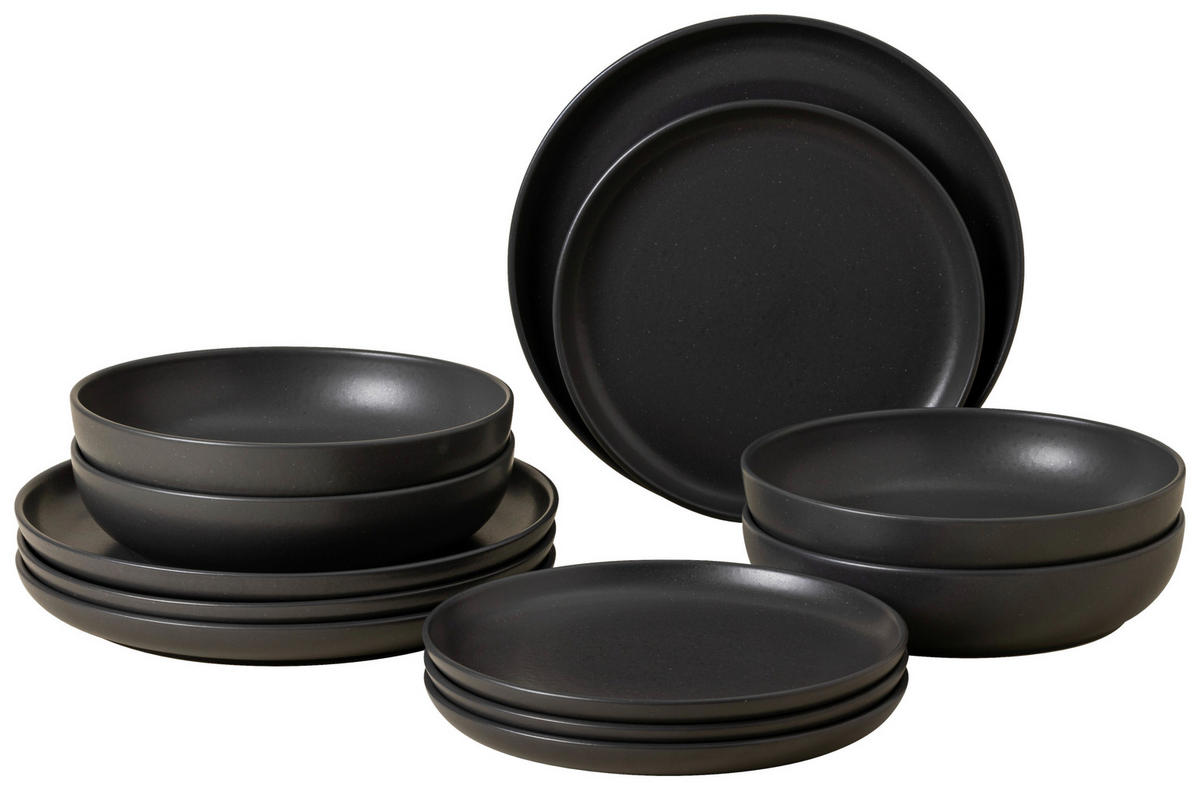 KOMBISERVICE Anthrazit PACIFICA 12-teilig 4 Personen  - Anthrazit, Basics, Keramik - Costa Nova