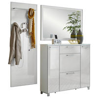 GARDEROBE 3-teilig  in 190/195/31 cm  - Weiß, Design, Glas/Holzwerkstoff (190/195/31cm)