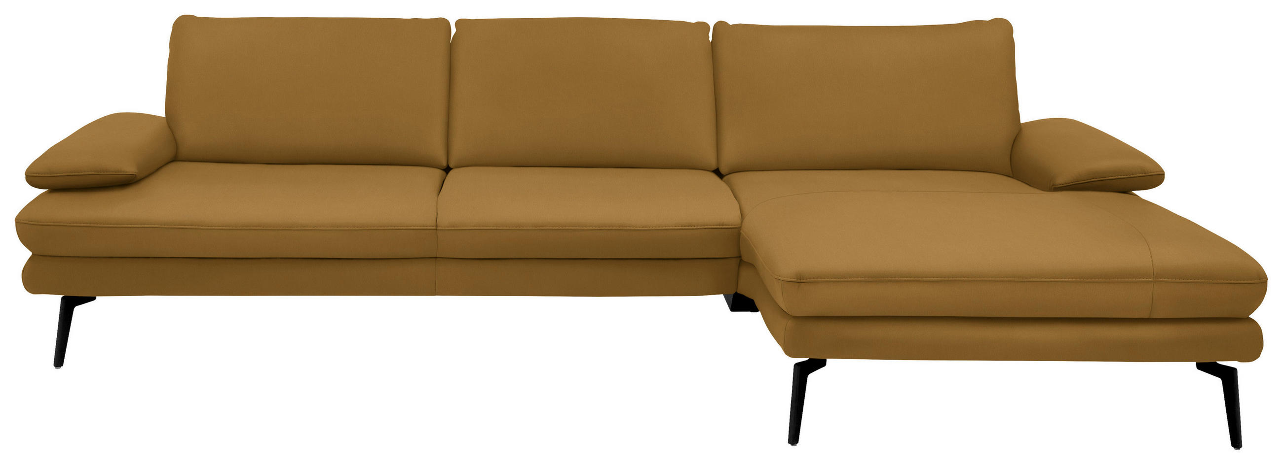 ECKSOFA in Echtleder Currygelb  310/180 cm  - Currygelb/Schwarz, Design, Leder/Metall (310/180cm) - Dieter Knoll