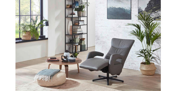 RELAXSESSEL in Leder Grau  - Grau, Design, Leder/Metall (67/108/77cm) - Cantus