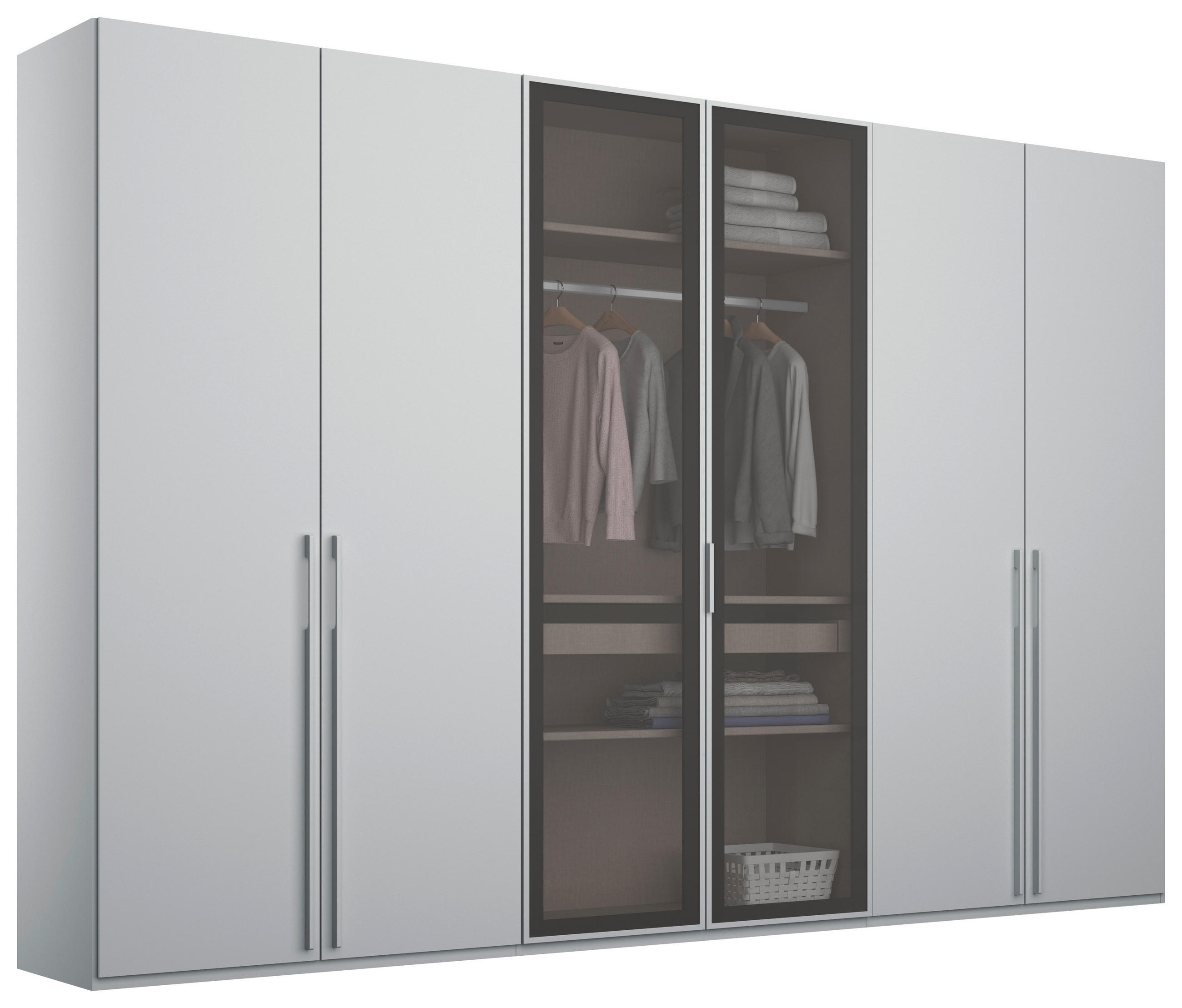 DREHTÜRENSCHRANK 301/223/60 cm 6-türig Hellgrau  - Hellgrau/Grau, Trend, Glas/Holzwerkstoff (301/223/60cm) - Novel
