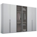 DREHTÜRENSCHRANK  in Hellgrau  - Hellgrau, Trend, Glas/Holzwerkstoff (301/223/60cm) - Novel