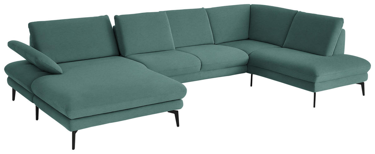 WOHNLANDSCHAFT Chenille, Flachgewebe Opal  - Opal/Schwarz, Design, Textil/Metall (180/344/208cm) - Dieter Knoll