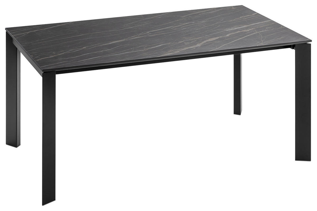 ESSTISCHMetall, Keramik 160-250/90/75 cm  - Schwarz/Grau, Design, Keramik/Metall (160-250/90/75cm) - Novel