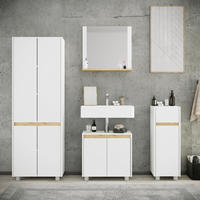 BADEZIMMER 4-teilig  in 154 cm  - Honigeiche/Silberfarben, Trend, Holzwerkstoff/Kunststoff (154cm) - MID.YOU