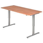 SCHREIBTISCH 180/80/72-119 cm Nussbaumfarben elektrisch höhenverstellbar  - Silberfarben/Nussbaumfarben, KONVENTIONELL, Holzwerkstoff/Metall (180/80/72-119cm) - Venda