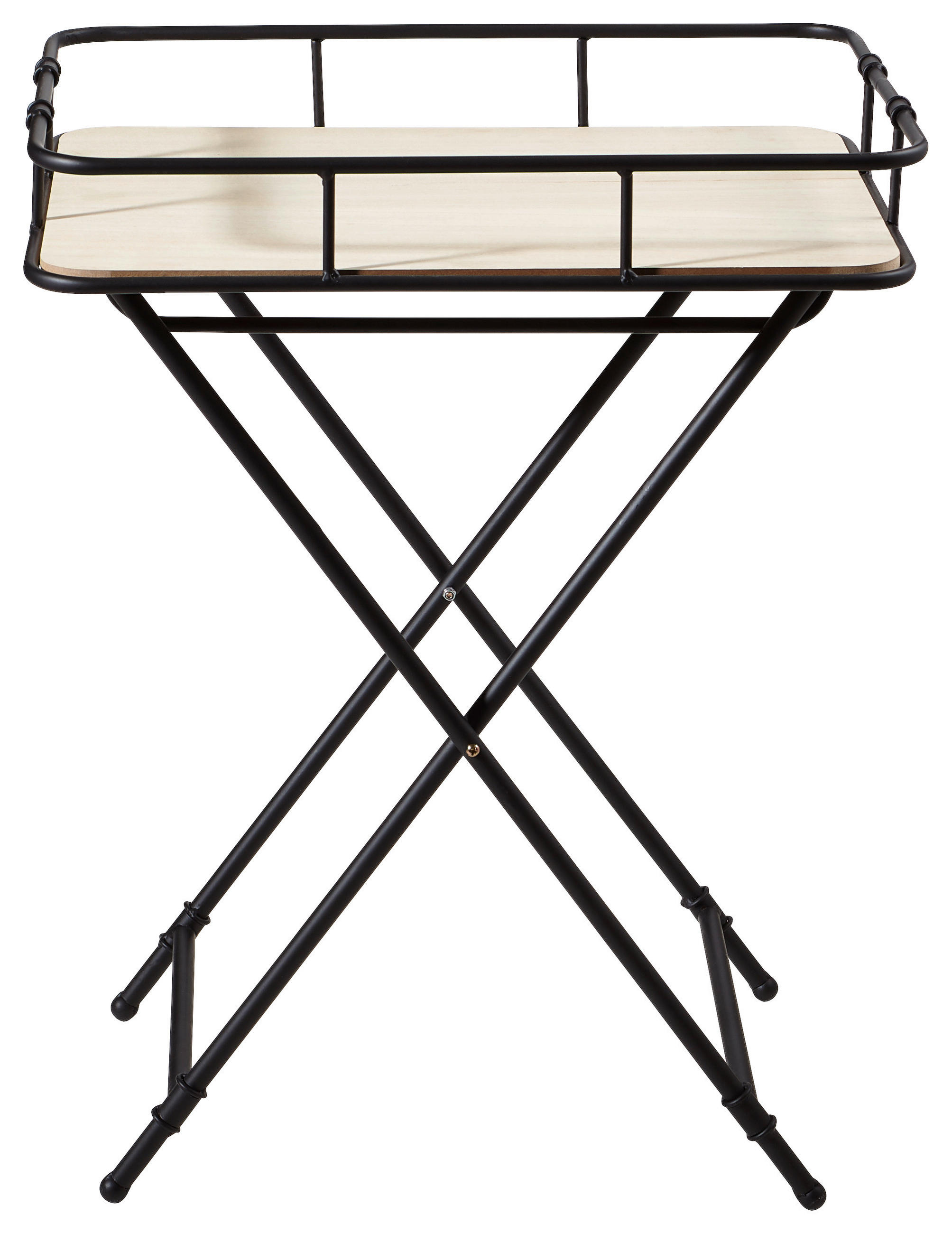 BEISTELLTISCH 44,5/33,5/57 cm Kiefer vollmassiv Schwarz, Kieferfarben rechteckig  - Schwarz/Kieferfarben, Basics, Holz/Metall (44,5/33,5/57cm) - Ambia Home