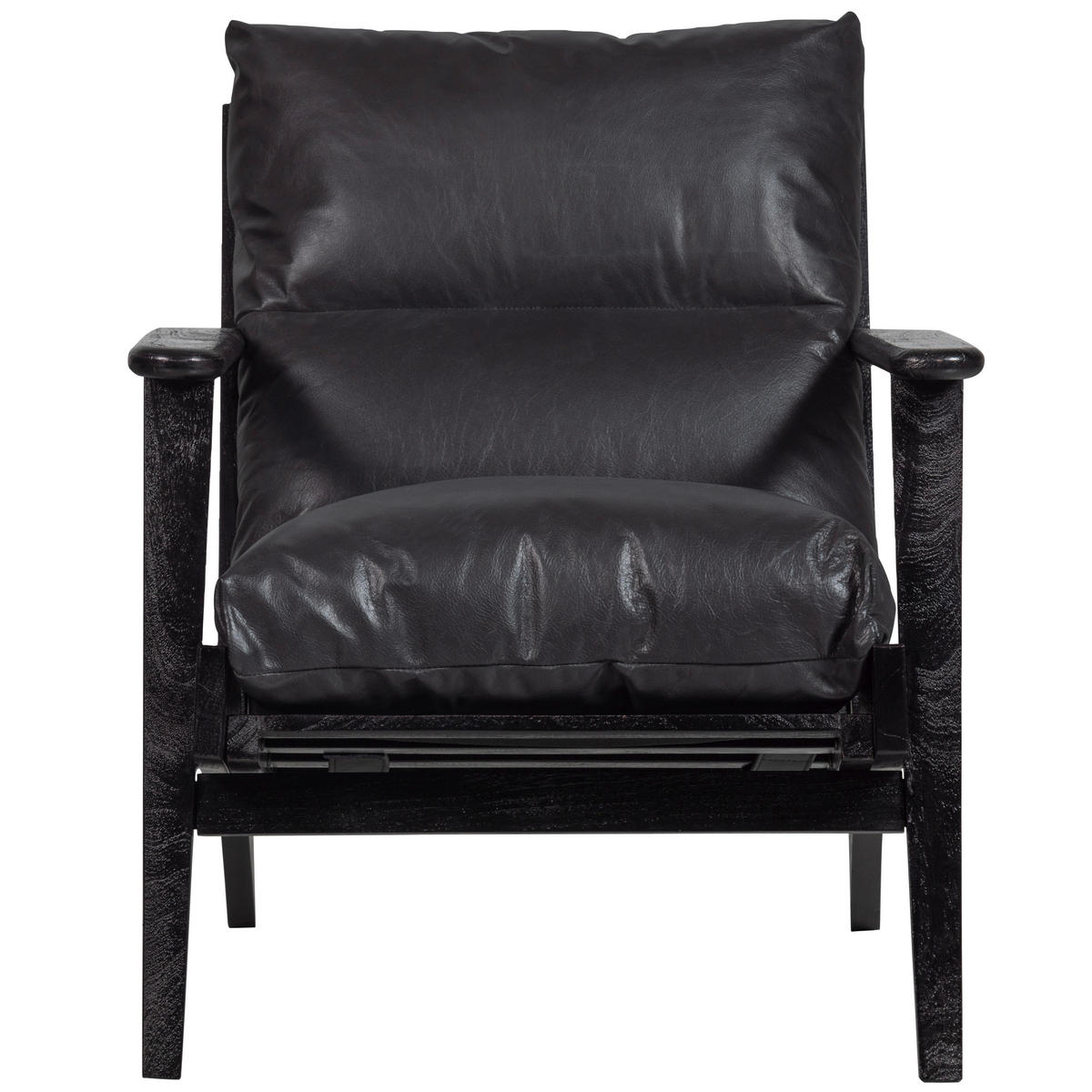 SESSEL in Schwarz  - Schwarz, Design, Leder/Holz (71/86/71cm) - Livetastic