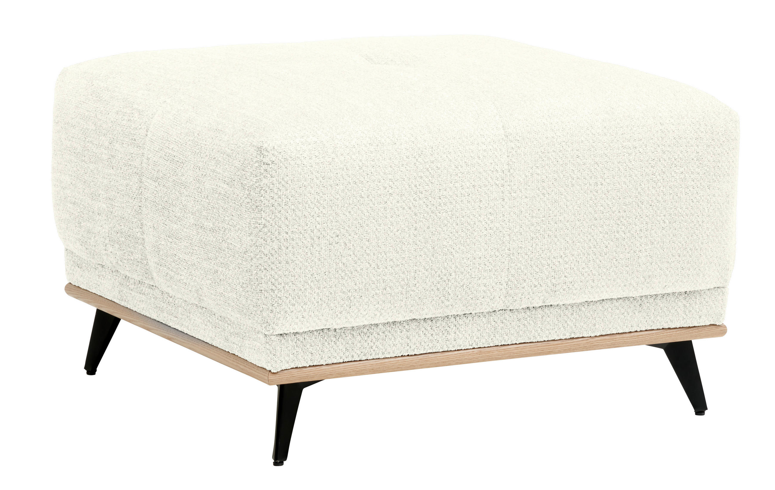 HOCKER in Textil Weiss  - Weiss/Schwarz, Modern, Holz/Textil (73/47/73cm) - home24