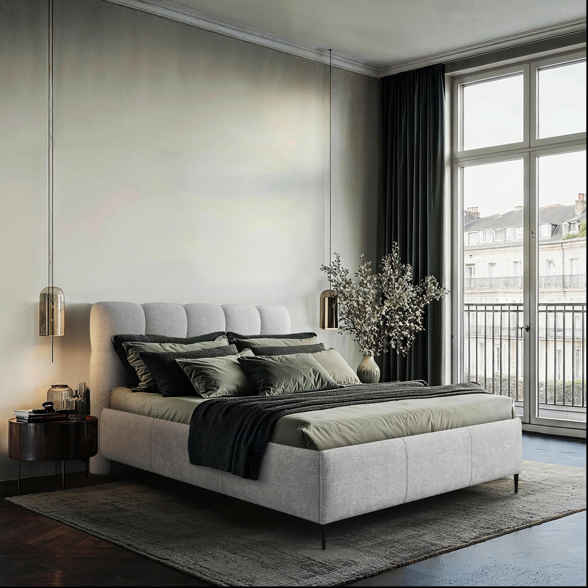 POLSTERBETT gepolstertes Kopfteil, Lattenrost 200/200 cm  in Silberfarben  - Silberfarben/Schwarz, Design, Holz/Textil (200/200cm) - Boxxx