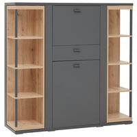 HIGHBOARD Grau, Eiche Artisan  135,7/135/40,4 cm  - Schwarz/Eiche Artisan, Konventionell, Holzwerkstoff/Metall (135,7/135/40,4cm) - Hom`in
