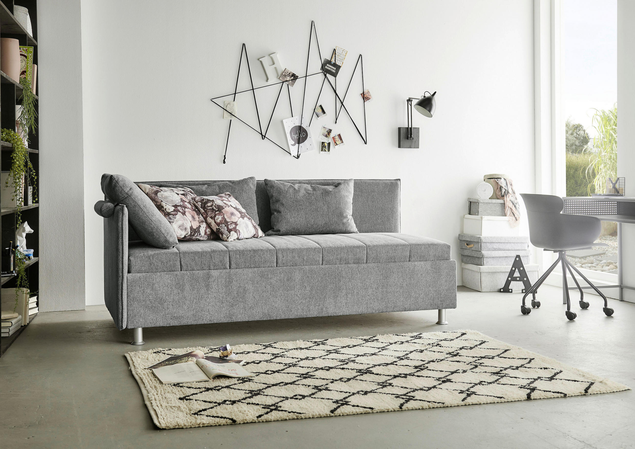 POLSTERLIEGE Flachgewebe Grau - Hellgrau/Alufarben, KONVENTIONELL, Holz/Holzwerkstoff (90/200cm) - Beldomo - Sleep
