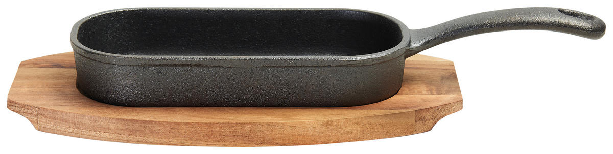 GRILLPFANNE  - Schwarz/Naturfarben, Basics, Holz/Metall (31,6/10/3,5cm) - Homeware Profession.