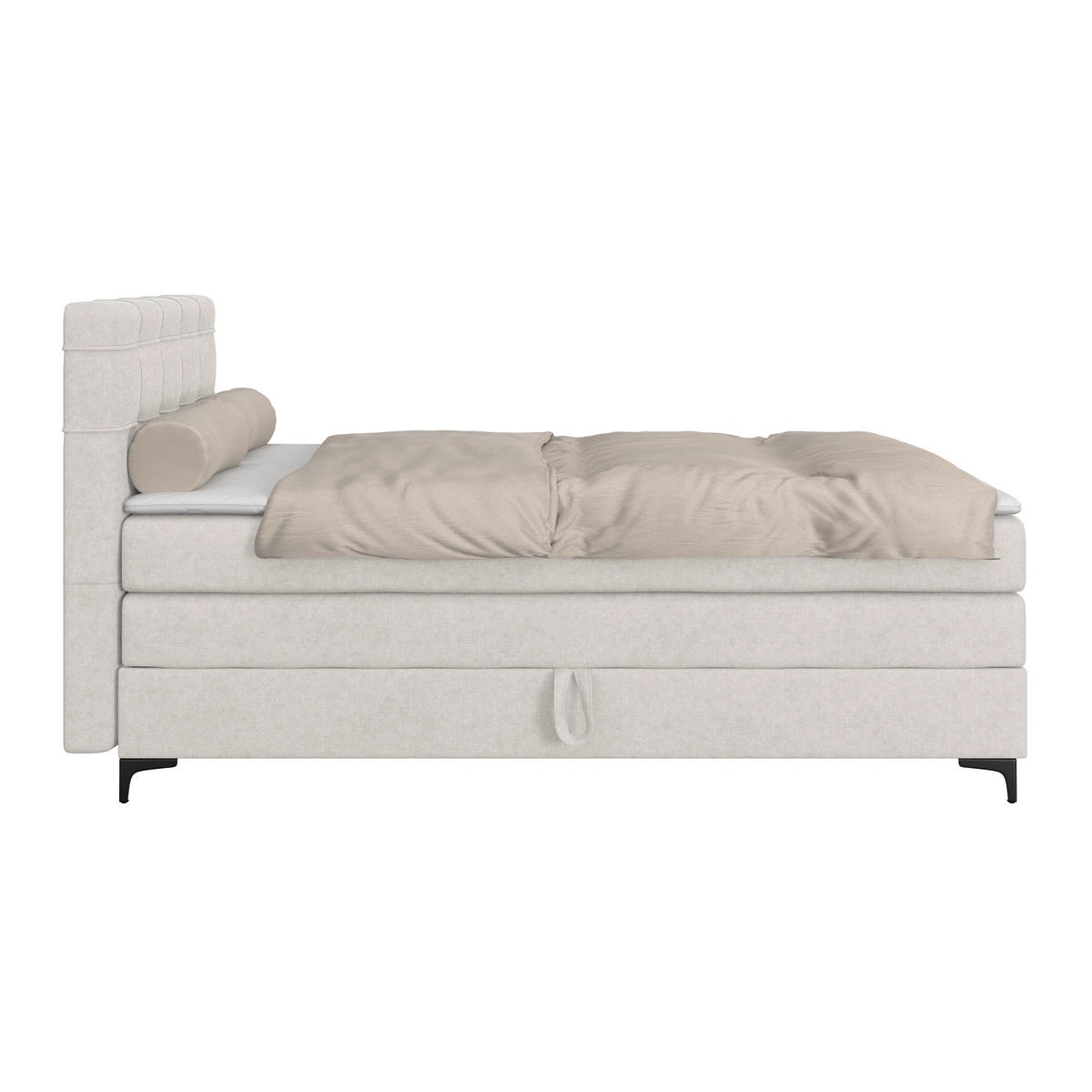 BOXSPRINGBETT 140/200 cm,  in Beige, H3 = fest  - Beige/Schwarz, KONVENTIONELL, Kunststoff/Textil (140/200cm)