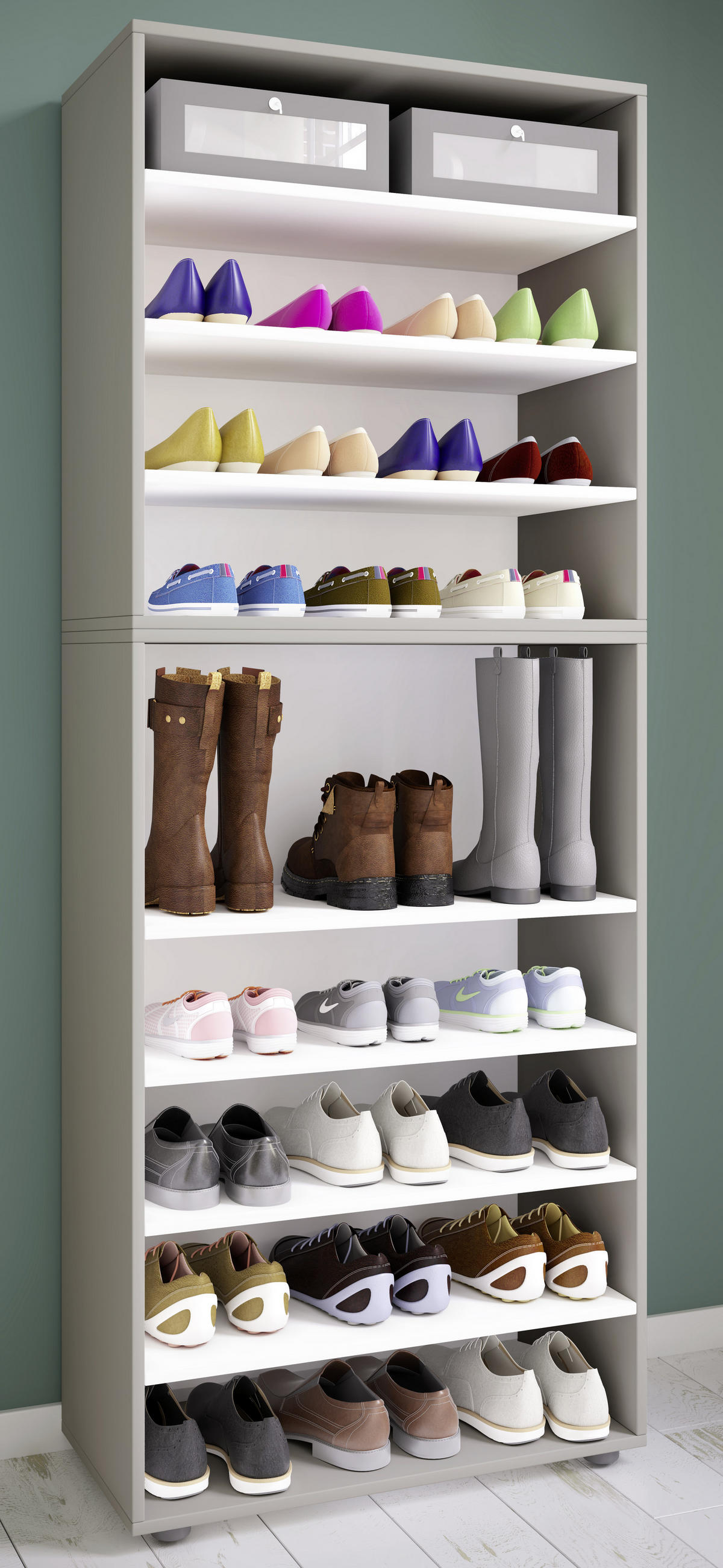 SCHUHREGAL Grau  - Schwarz/Grau, KONVENTIONELL, Holzwerkstoff/Kunststoff (70/183/37cm) - MID.YOU